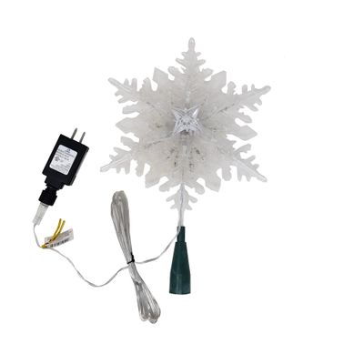 Kurt Adler 20-Light 10-Inch Clear Snowflake Treetop with Color-Changing RGB LED Bulbs