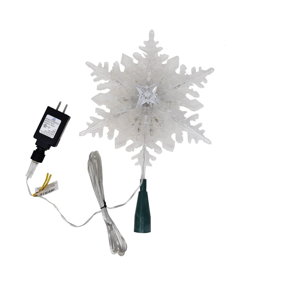 Kurt Adler 20-Light 10-Inch Clear Snowflake Treetop with Color-Changing RGB LED Bulbs