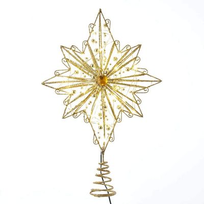Kurt Adler 15.5-Inch 30-Light Fairy Light Gold Star Treetop