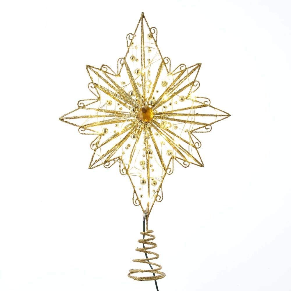 Kurt Adler 15.5-Inch 30-Light Fairy Light Gold Star Treetop