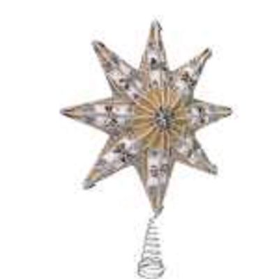 Kurt Adler 16-Inch 8-Point White, Gold and Silver Star Treetop