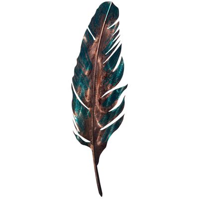 7055 Inc Feather Metal Decor, Small-Teal