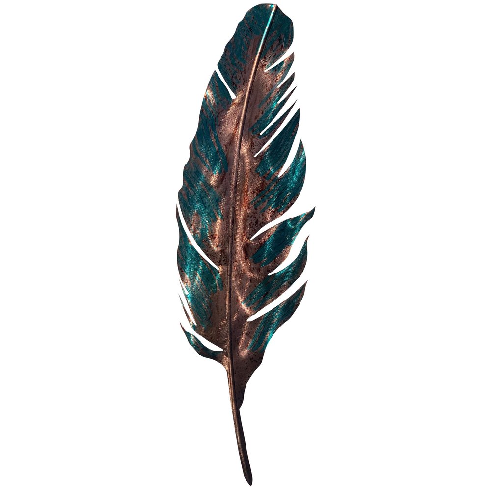7055 Inc Feather Metal Decor, Small-Teal