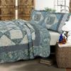 3 Piece Traditional Patchwork Quilt Set, All Season Beautiful Floral Embroidered Toile Pattern French Country Shabby Chic Bedding Sets King, Reversible Sophisticated Design White Blue Cotton Quilt view 1