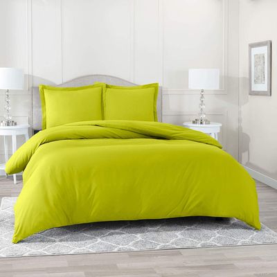 Comfort Store Bedding 2 Piece 500 GSM Comforted Set Collection Organic Cotton 600 Thread Count Solid 1 Duvet Cover, 1 Comforter (Green Cal. King, Set of 2)