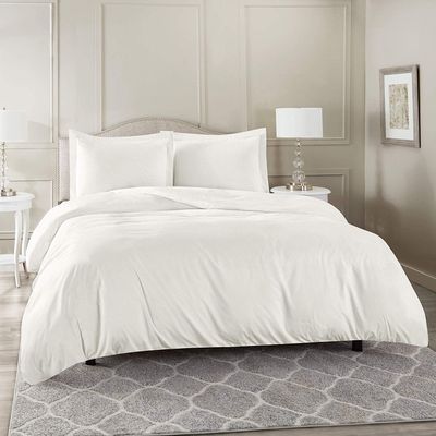 Comfort Store Bedding 2 Piece 500 GSM Comforted Set Collection Organic Cotton 1000 Thread Count Solid 1 Duvet Cover, 1 Comforter (Ivory Short Queen, Set of 2)