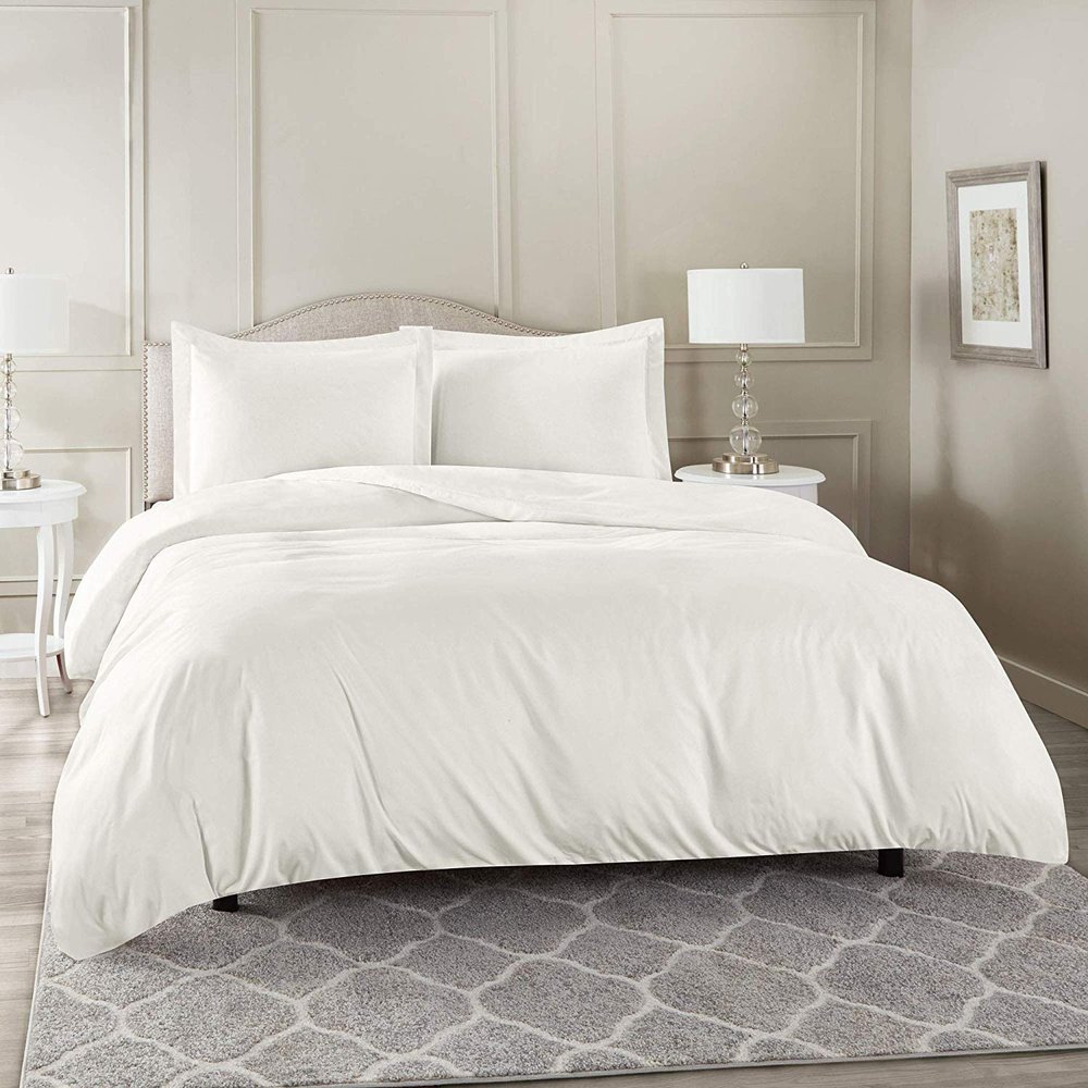 Comfort Store Bedding 2 Piece 500 GSM Comforted Set Collection Organic Cotton 1000 Thread Count Solid 1 Duvet Cover, 1 Comforter (Ivory Short Queen, Set of 2)