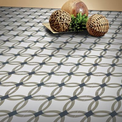 Moroccan Mosaic & Tile House CTP46-01 Safi Handmade Cement Tiles, Pack of 12, Warm Grey, Black, and White