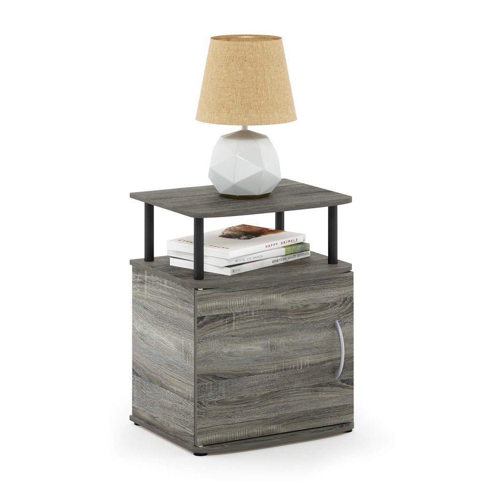 Furinno JAYA Utility Design End Table, French Oak Grey