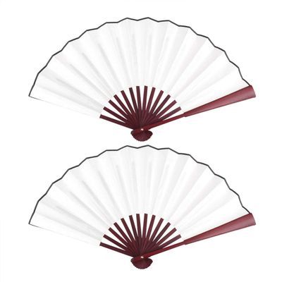 BESPORTBLE 2 Pcs Folding Silk Hand Fan Blank DIY Painting Fan Bridal Dancing Props for Men Women 10 Inch (White)