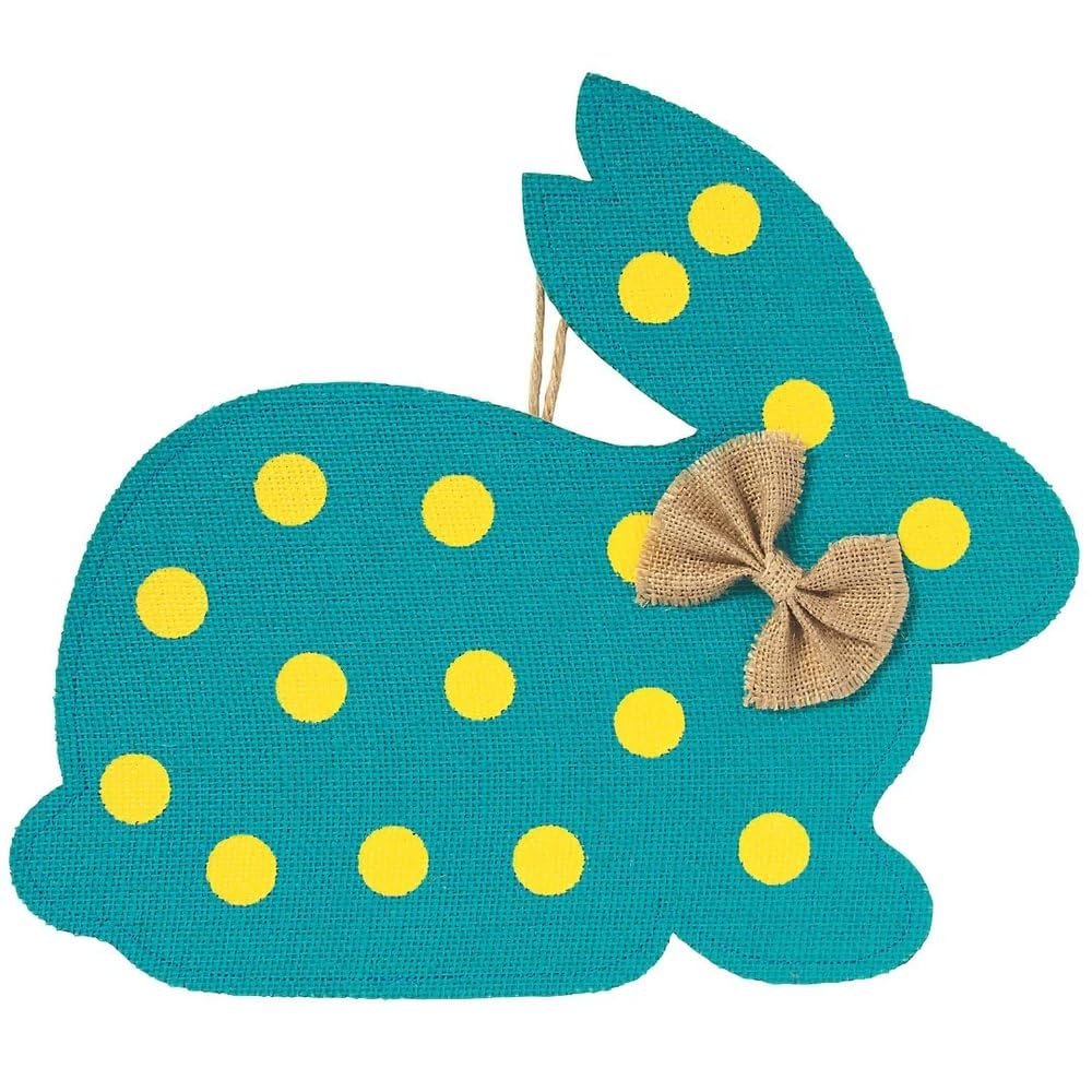 Fun Express Burlap Bunny Door Hanger - Charming Easter & Spring Home Decor - Perfect for Front Doors Entryways and Holiday Celebrations - Cute Bunny Design for Festive Touch - 1 Piece