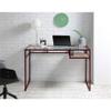 Acme Yasin Glass Rectangle Top 1-Shelf Writing Desk in Red and Clear view 2