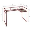Acme Yasin Glass Rectangle Top 1-Shelf Writing Desk in Red and Clear view 3