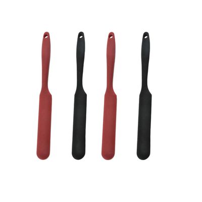 Hemoton Silicone Spatula Set, 4pcs Silicone Spatula, Non-stick Rubber Spatulas ith Reinforced Stainless Steel Core, Cake Scraper Cutter Baking Tools for Pastry Butter(Black+Red)