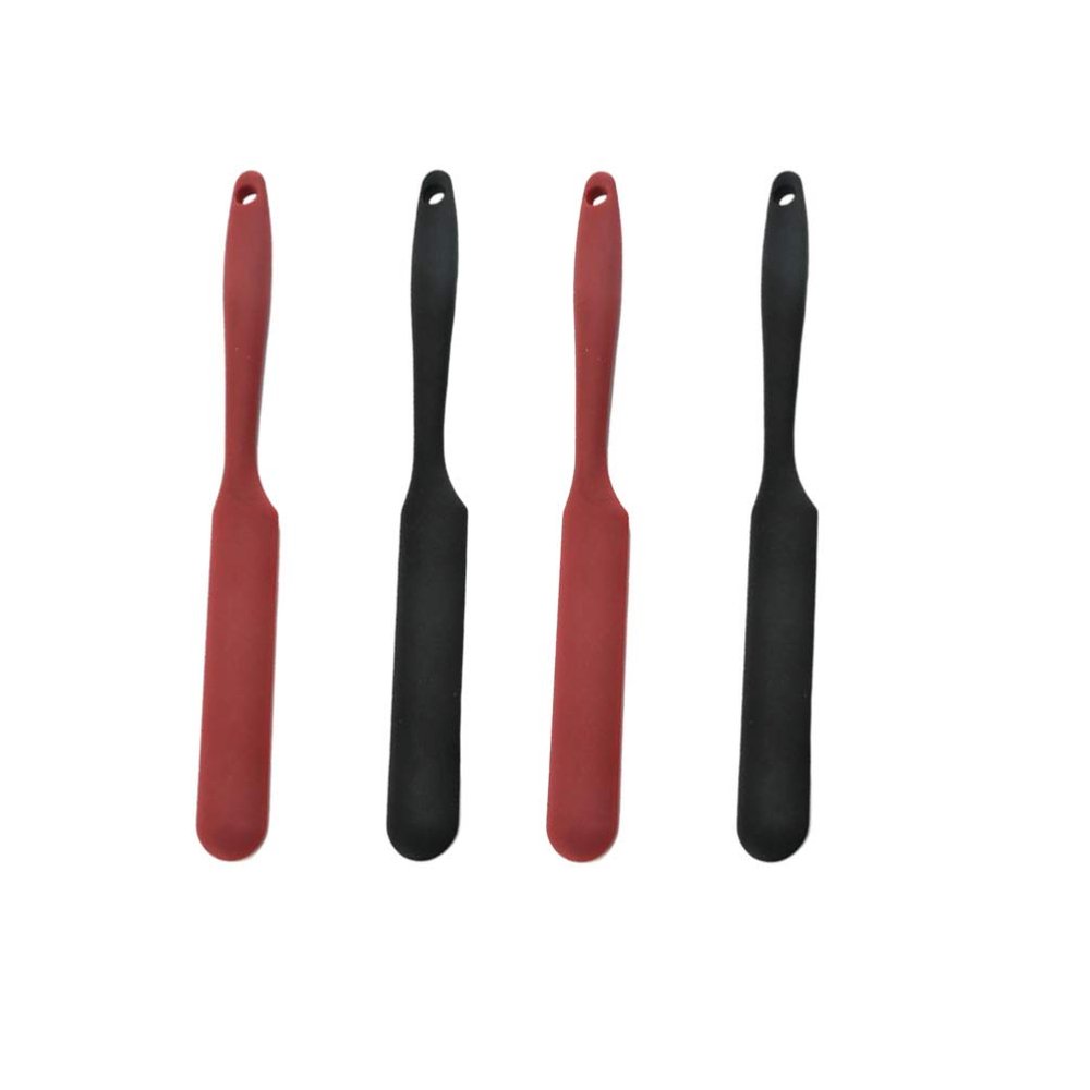 Hemoton Silicone Spatula Set, 4pcs Silicone Spatula, Non-stick Rubber Spatulas ith Reinforced Stainless Steel Core, Cake Scraper Cutter Baking Tools for Pastry Butter(Black+Red)