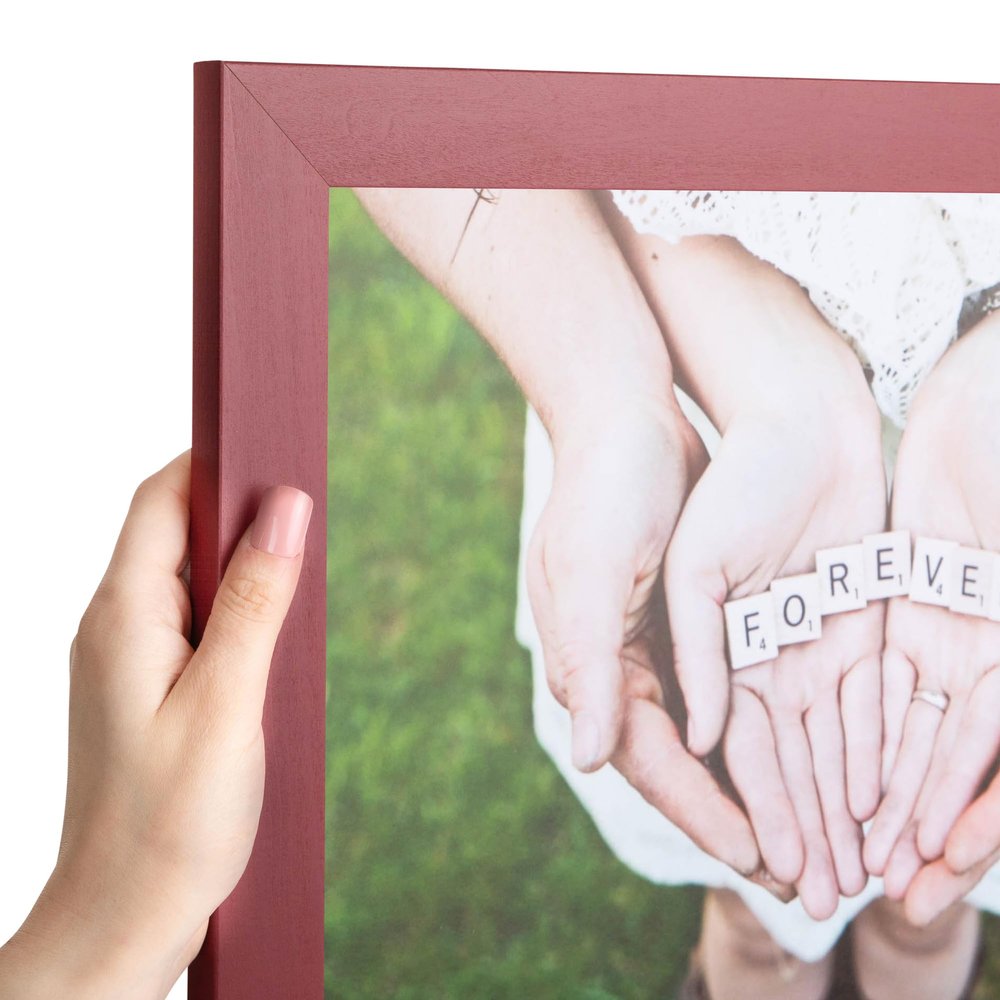 ArtToFrames 28x34 Inch Red Picture Frame, This 1.38 Inch Custom Wood Poster Frame is Red, Great for Your Art or Photos - Comes with Economy Acrylic