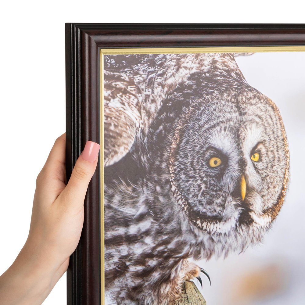 ArtToFrames 13x37 Inch Brown Picture Frame, This 1.25 Inch Custom MDF Poster Frame is Mahogany and Gold Slope, Great for Your Art or Photos - Comes with Economy Acrylic