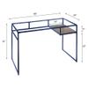 Acme Yasin Glass Rectangle Top 1-Shelf Writing Desk in Blue and Clear view 3