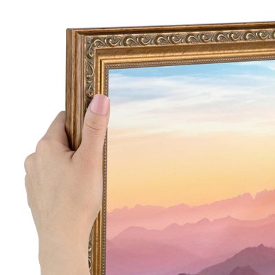 ArtToFrames 27x43 Inch Gold Picture Frame, This 1.40 Inch Custom Wood Poster Frame is Dark Gold, Great for Your Art or Photos - Comes with Economy Acrylic