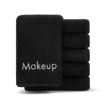 Arkwright Makeup Remover Cloths 6 Pack - Microfiber Coral Fleece Face Towels, Ultra Soft Reusable Washcloths, Gentle Facial Cleansing for Waterproof Makeup, 13 x 13, Black
