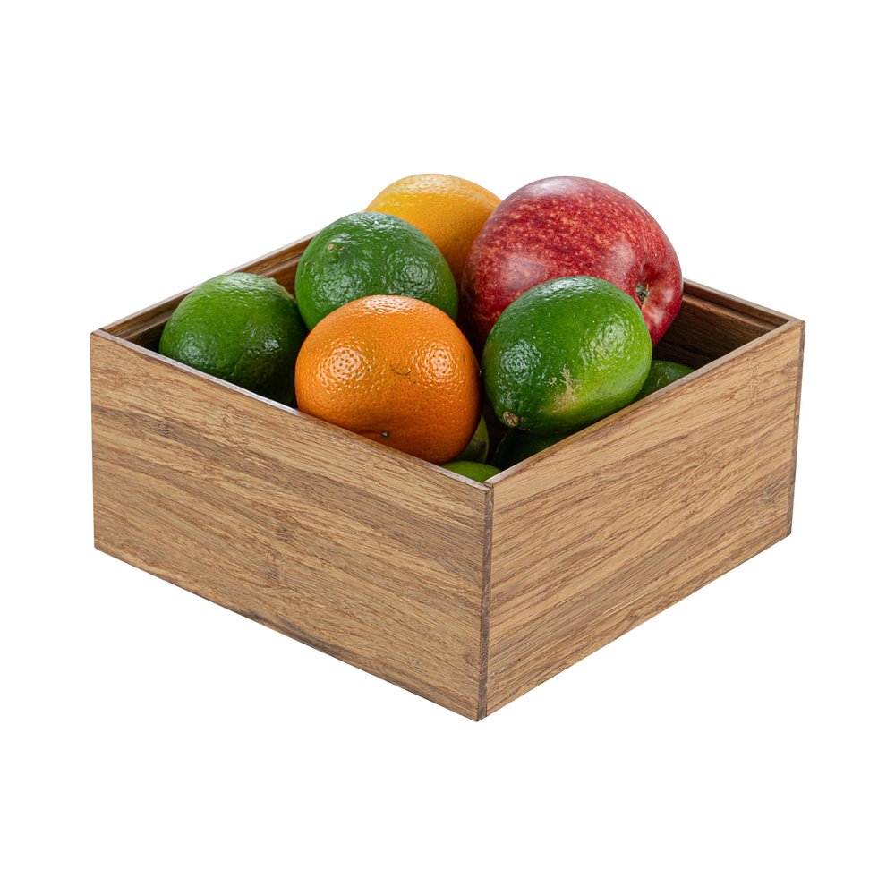 Restaurantware Eco Display 6.5 Inch x 6.5 Inch x 3.75 Inch Bamboo Condiment Container 1 Deep Spice Box - Medium Chip-Resistant Natural Bamboo Bamboo Organizer Box For Seasoning Spices Condiments