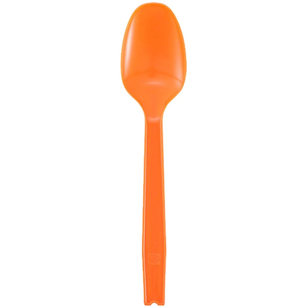 Nagao 200821 Disposable Spoons, 6.3 inches (16 cm), Orange, Individually Packaged, Set of 100