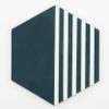 Moroccan Mosaic & Tile House CTP72-10 Menara Hexagon Handmade Cement Tiles, Pack of 12, Navy Blue and White Lines view 4