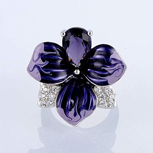Bansriracha 925 Sterling Silver Butterfly Flower Purple Big Crystal Ring for Women Stone Party Anniversary Rings Jewelry (9)