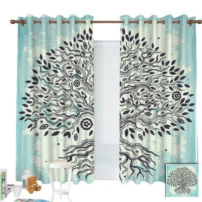 ZXAWT Curtains/Grommet Top Blackout Curtains/Thermal Insulated Curtain for Bedroom and Kitchen-Set of 2 Panels(Beautiful Vintage Hand Drawn Tree of Life W 63"*L 63")