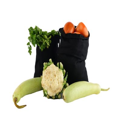 ecomuslinbags 12x18 inches Black Cotton Bags | Biodegradable and Reusable Premium Quality Muslin Single Drawstring Bags (Pack Of 50)