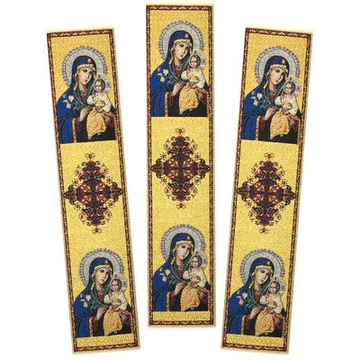 Needzo Set of 3 Virgin Mary and Christ Eternal Bloom Icon Tapestry Bookmarks 9 Inch