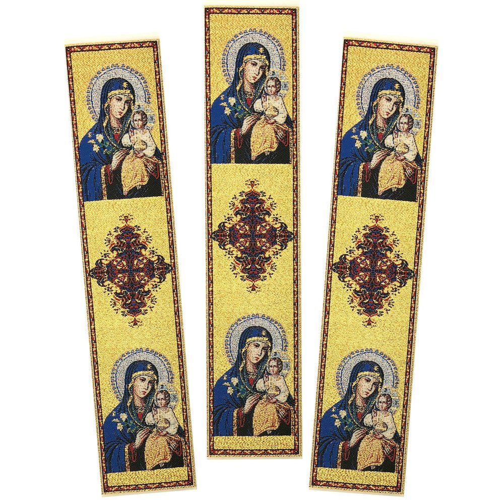 Needzo Set of 3 Virgin Mary and Christ Eternal Bloom Icon Tapestry Bookmarks 9 Inch
