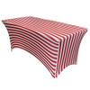 YOUR CHAIR COVERS Rectangular Spandex Table Covers 8ft Fitted Tablecloth Wedding Event Patio Decorations Elastic Fabric Stretch Tables Cover for 8 ft Folding Table (Red/White Stripe) view 1