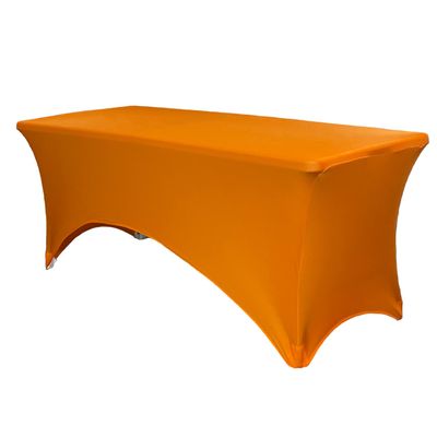 YOUR CHAIR COVERS - 5ft Orange Rectangular Spandex Table Covers Fitted Tablecloth Weddings Event Patio Decorations Elastic Fabric Stretch for Folding Table