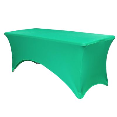 YOUR CHAIR COVERS - 4ft Emerald Green Rectangular Spandex Table Covers Fitted Tablecloth Wedding Event Patio Decorations Elastic Fabric Stretch for Folding Table