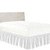 BedDecor Wrap Around Bed Skirt Elastic Bed Ruffles, 600TC Solid Luxurious 27 Inches Drop(White,Queen) view 1