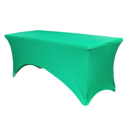 YOUR CHAIR COVERS - 8ft Rectangular Spandex Emerald Green Fitted Fabric Wedding Event Patio Decor Elastic Stretch Cloth for 8ft Folding Table