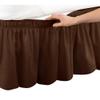 BedDecor Wrap Around Bed Skirt Elastic Bed Ruffles, 600TC Solid Luxurious 27 Inches Drop(Chocolate,Queen) view 2