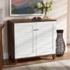 Baxton Studio Coolidge Modern and Contemporary White and Walnut Finished 4-Shelf Wood Shoe Storage Cabinet view 2