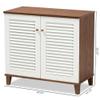 Baxton Studio Coolidge Modern and Contemporary White and Walnut Finished 4-Shelf Wood Shoe Storage Cabinet view 3