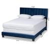 Baxton Studio Clare Glam and Luxe Navy Blue Velvet Fabric Upholstered Full Size Panel Bed with Channel Tufted Headboard view 3