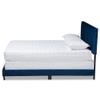 Baxton Studio Clare Glam and Luxe Navy Blue Velvet Fabric Upholstered Full Size Panel Bed with Channel Tufted Headboard view 4