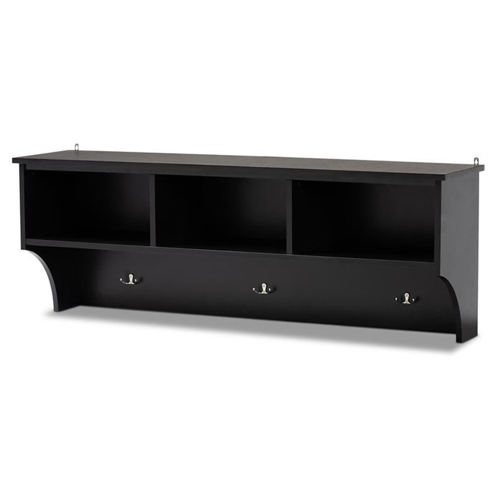 Baxton Studio Maya Black Finished Wood Entryway Coat Rack with Shelves