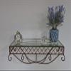Antique Brass Floating Shelf with Beveled Glass Top view 1