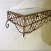 Antique Brass Floating Shelf with Beveled Glass Top view 4