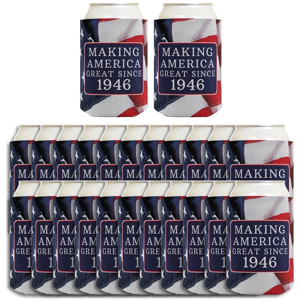 B-day Gifts for 80th Birthday Making America Great Since 1946 24-pack Can Coolies Coolers