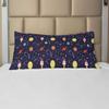 Ambesonne Spaceship Body Pillow Case Cover with Zipper, Cosmic Themed Pattern of Flying Spacecraft in Outer Space Stars Planets, Decorative Accent Long Pillowcase, 21" x 54", Indigo Multicolor view 1