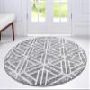 Unique Loom Matrix Trellis Collection Area Rug - Motif (3' 3" Round, Gray/ Ivory) view 2