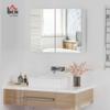 HOMCOM Double Door Wall Mounted Bathroom Mirror, 31.5" x 23.5" Medicine Cabinet with Modern Design, Large Storage, & Quiet Hinges view 2