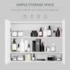 HOMCOM Double Door Wall Mounted Bathroom Mirror, 31.5" x 23.5" Medicine Cabinet with Modern Design, Large Storage, & Quiet Hinges view 4